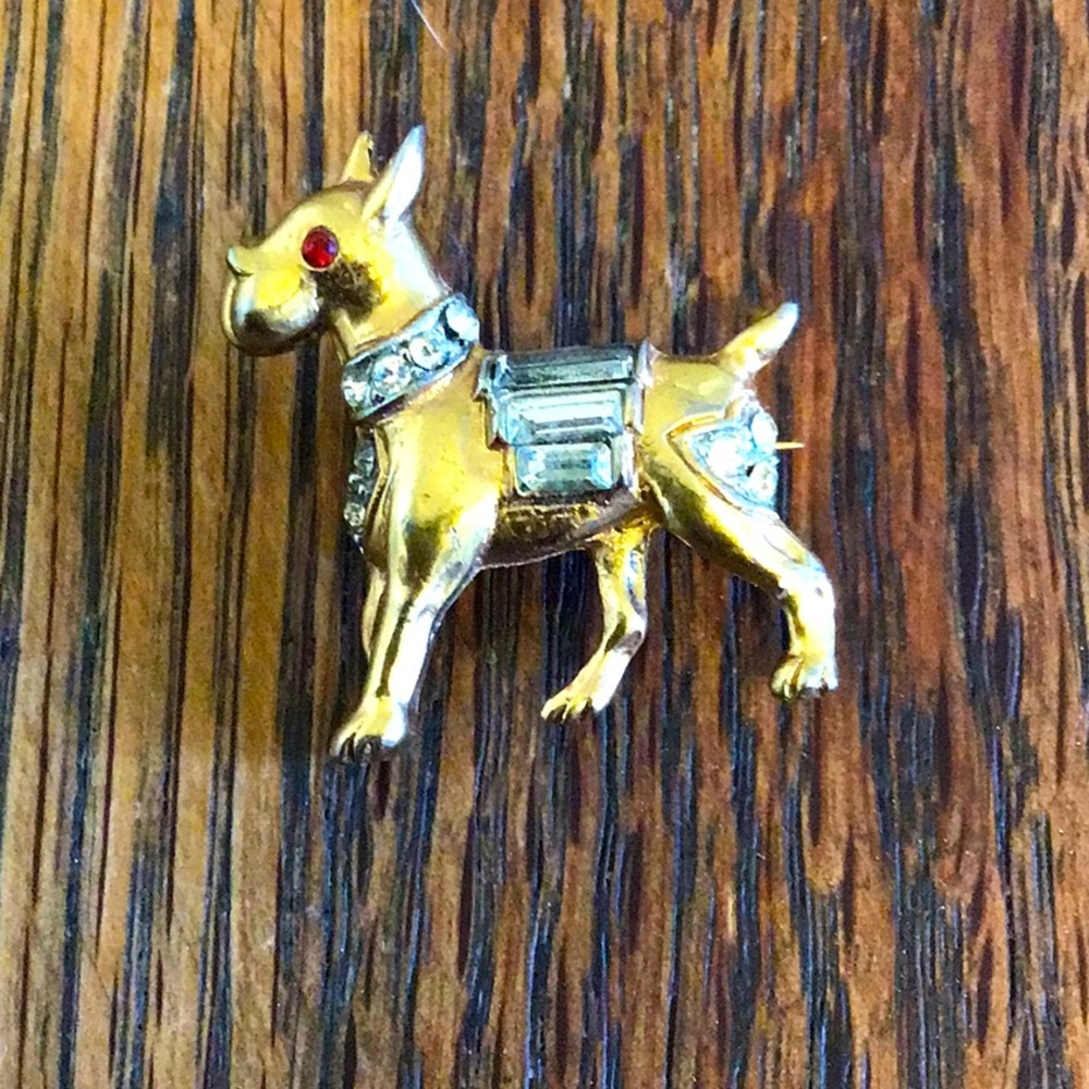 Vintage Rhinestoned Chihuahua Brooch Pin💛🐾🐾💛